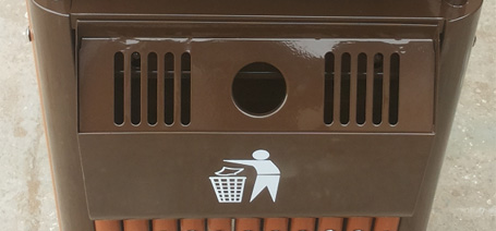 钢木公园垃圾桶、户外果皮箱、钢制果皮箱、户外单桶果皮箱